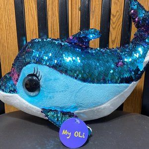 My OLi Flip Sequin Stuffed Dolphin Plush Animal with Reversible Glitter Sequins